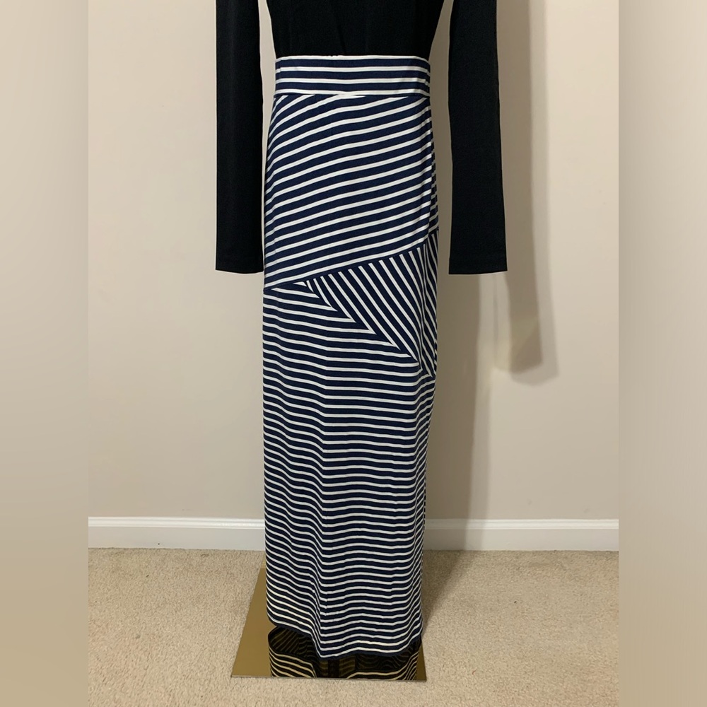 Blue and White Striped Illusion Skirt